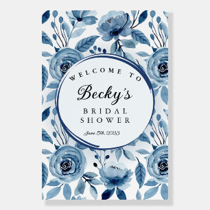 Bridal Shower Welcome Sign, Welcome Poster Blue