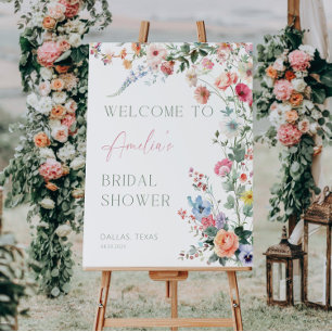 Bridal Shower Welcome Sign Wild flowers. Boho Flor