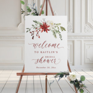 Bridal Shower Welcome Sign Winter Elegant Floral