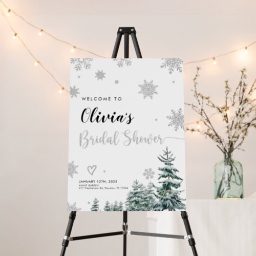 Bridal Shower Welcome sign winter silver glitter