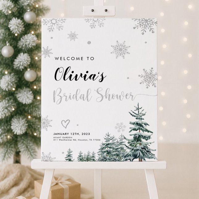 Bridal Shower Welcome sign winter silver glitter (Creator Uploaded)