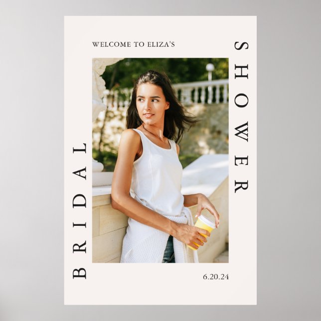 Bridal Shower Welcome Sign with Photo and Date (Front)