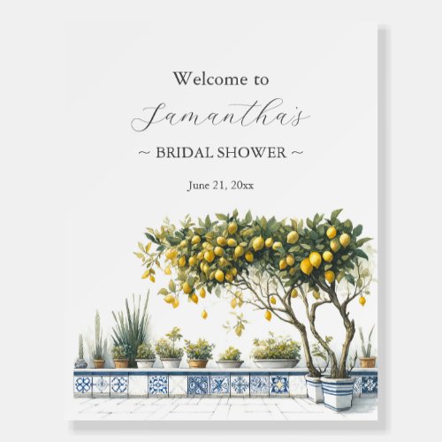 Bridal Shower Welcome Signs Blue  Yellow Lemons