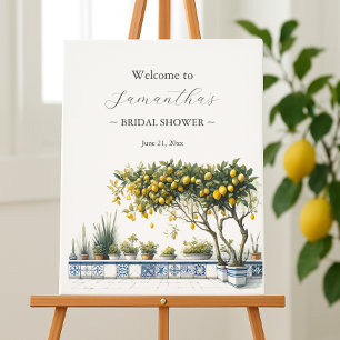 Bridal Shower Welcome Signs Blue & Yellow Lemons