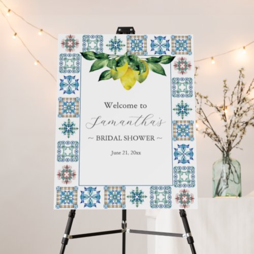 Bridal Shower Welcome Signs Blue  Yellow Lemons