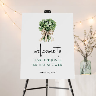 Bridal Shower Welcome Watercolor Clover Bouquet Foam Board
