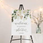 Bridal Shower Welcome White Floral Greenery Foam Board<br><div class="desc">This white floral and greenery bridal shower welcome sign will welcome your guests in style! Simply change the name and date. This is on a foam poster board so that you can set it on an easel.</div>