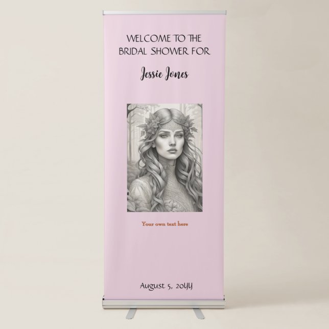 Bridal Shower WELCOME with editable text and image Retractable Banner (Front)