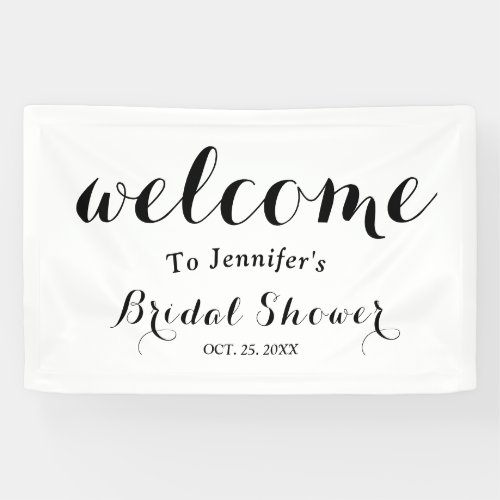 Bridal shower Welcome with Elegant Black Script  Banner