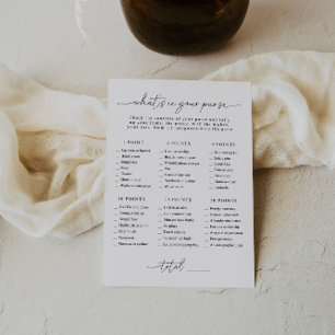 Bridal Shower What's In Your Purse Game Card