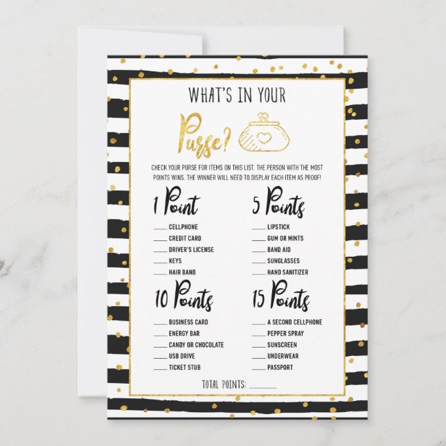 Bridal Shower Whats in Your Purse Game Invitation (Front)