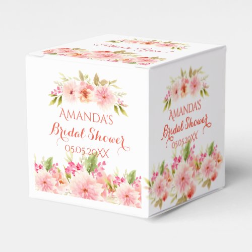 Bridal shower white blush pink thank you favor boxes