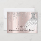 Bridal Shower White Dress Silver Grey Silver Rose Invitation (Front)
