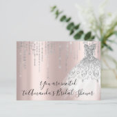 Bridal Shower White Dress Silver Grey Silver Rose Invitation (Standing Front)