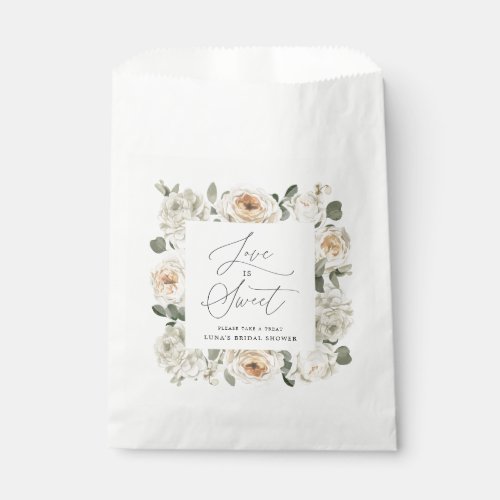 Bridal Shower White Floral Favor Bag