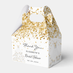 Bridal Shower white gold glitter dress thank you Favor Boxes