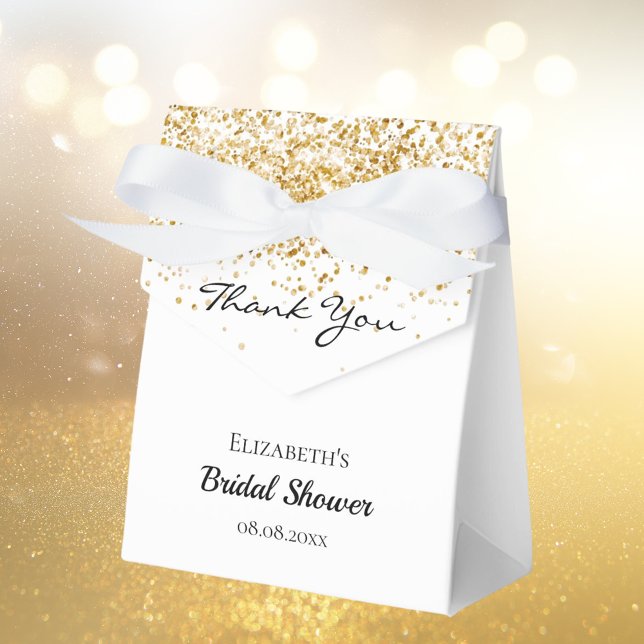 Bridal Shower white gold glitter thank you Favor Boxes (Creator Uploaded)