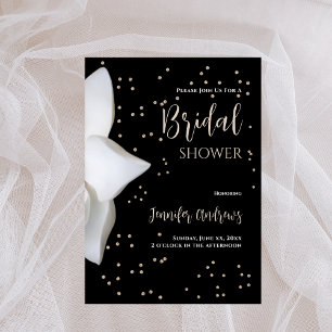 Bridal Shower White Magnolia Elegant Black Invitation