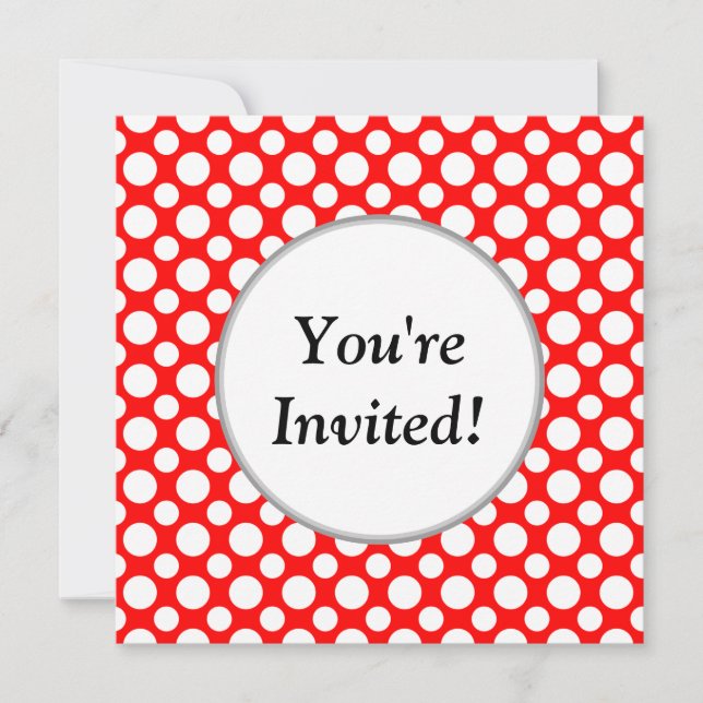 Bridal Shower White Polka Dots on Red Invitation (Front)
