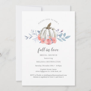 Bridal Shower White Pumpkin Pink Rose Fall in Love Invitation