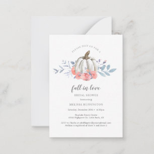 Bridal Shower White Pumpkin Pink Rose Fall in Love Note Card