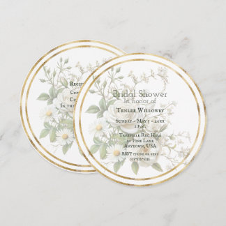 Bridal Shower White Roses Gold Frame Save The Date