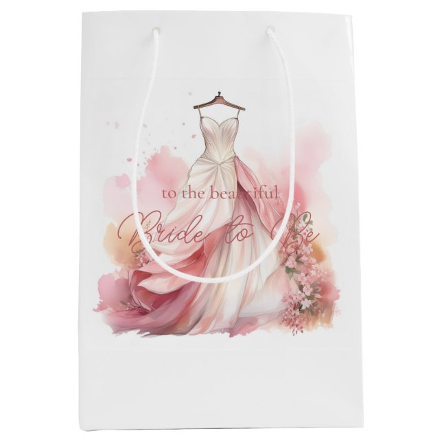 Bridal Shower White Wedding Dress  Medium Gift Bag (Front)