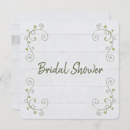 Bridal Shower White Wood Invitation
