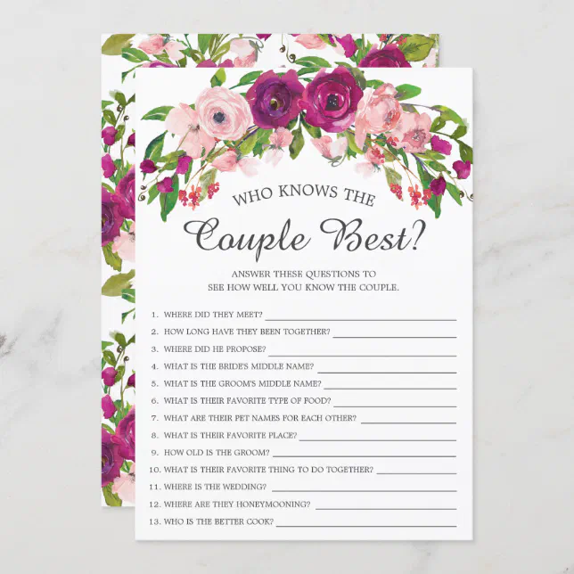 Bridal Shower Who Knows the Couple Best Game Invitation | Zazzle