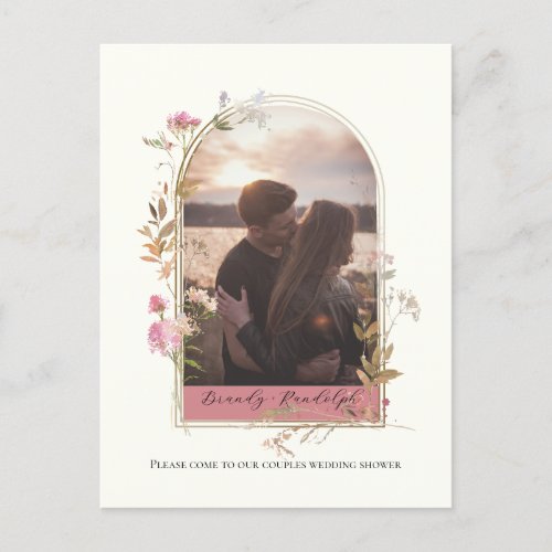 Bridal Shower Wildflower Arch Custom Photo Invitation Postcard