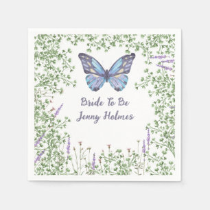 Bridal Shower Wildflower Blue Butterfly Greenery Napkins