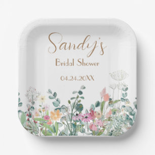 Bridal Shower Wildflower Boho Floral Paper Plate
