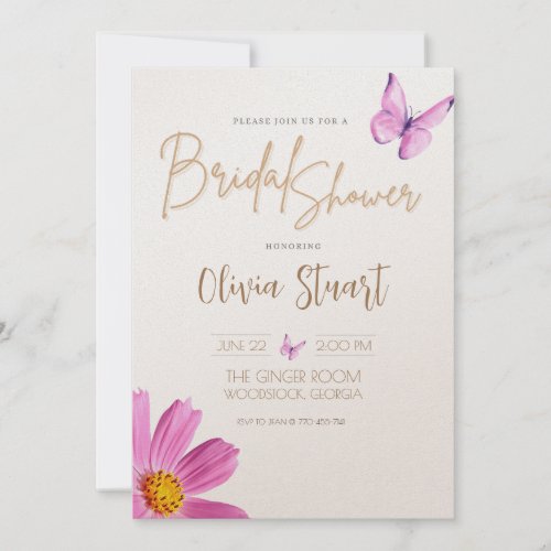 Bridal  Shower Wildflower Butterly Invitation
