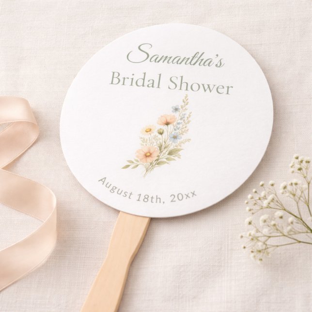 Bridal Shower Wildflower Garden Party Hand Fan (Creator Uploaded)