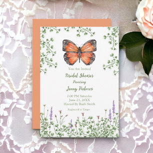 Bridal Shower Wildflower Orange Butterfly Greenery Invitation