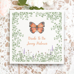 Bridal Shower Wildflower Orange Butterfly Greenery Napkins