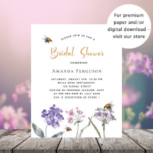 Bridal Shower wildflower violet invitation