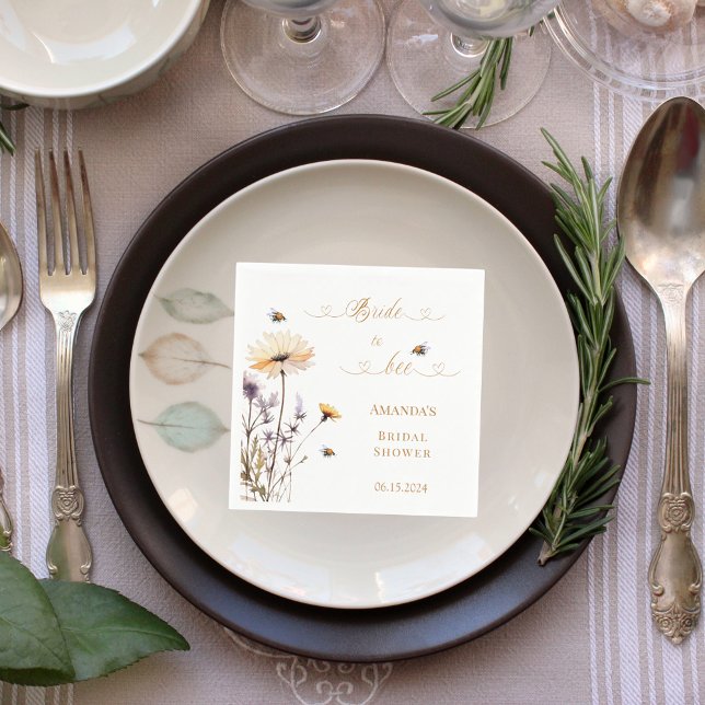 Bridal Shower wildflowers Bride to Bee Napkins (Creator Uploaded)