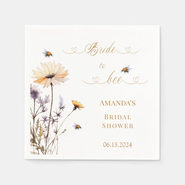 Bridal Shower wildflowers Bride to Bee Napkins (Front)