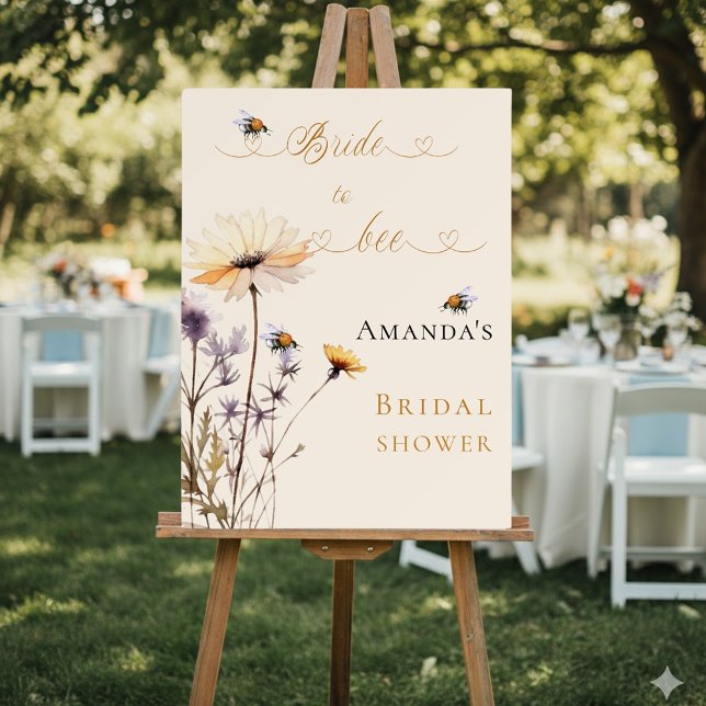 Bridal Shower wildflowers Bride to Bee Welcome Foam Board (Creator Uploaded)