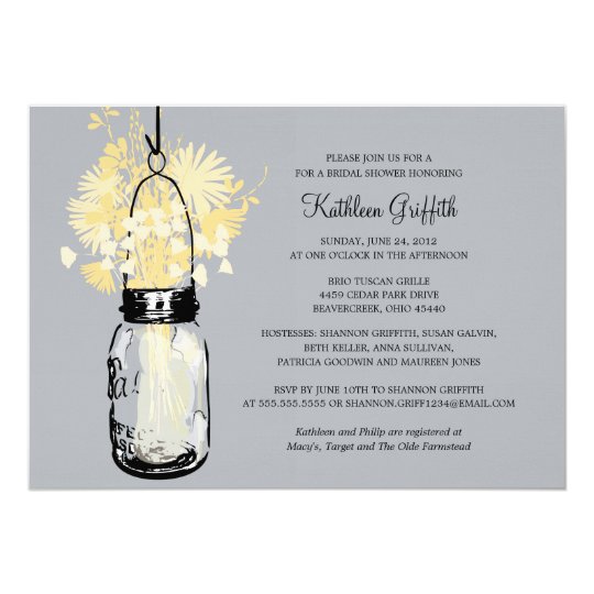 Bridal Shower Wildflowers & Mason Jar Card