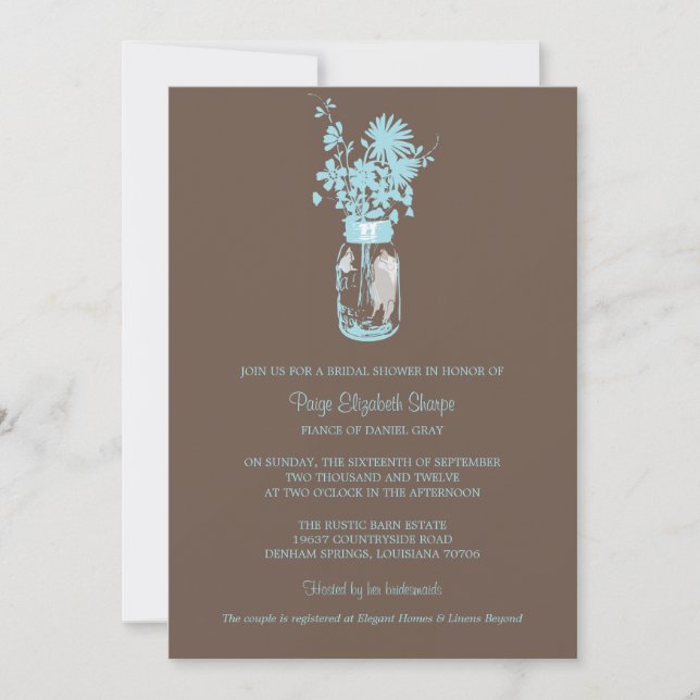 Bridal Shower Wildflowers & Mason Jar Invitation (Front)
