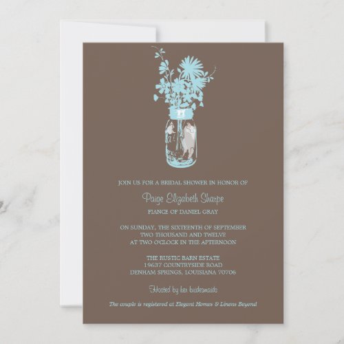 Bridal Shower Wildflowers  Mason Jar Invitation