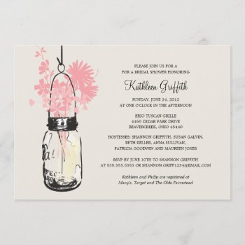 Bridal Shower Wildflowers & Mason Jar Invitation by labellarue at Zazzle
