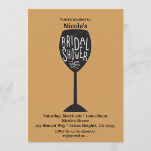 BRIDAL SHOWER Wine Glass ANY COLOR Invitations