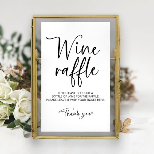 Bridal Shower Wine Raffle Game Sign