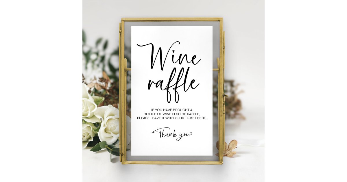 Wedding Raffle Sign Bridal Shower Wine Raffle Game Sign | Zazzle