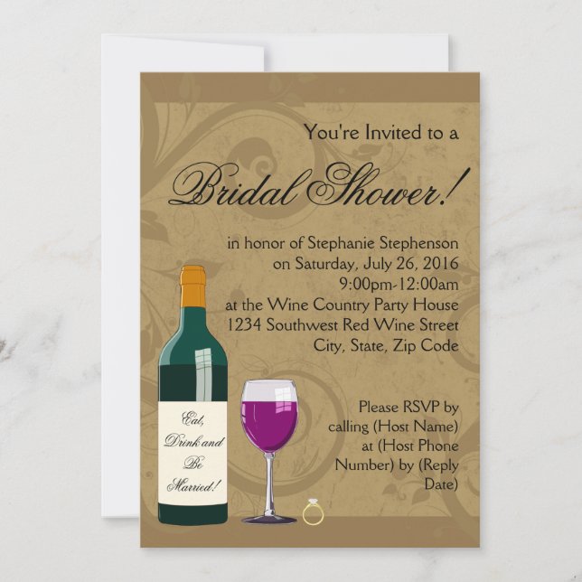 Bridal Shower Wine Theme Invitation (Front)