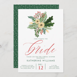 BRIDAL SHOWER Winter Christmas Bouquet Invitation