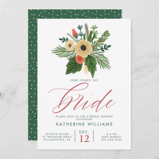 BRIDAL SHOWER | Winter Christmas Bouquet Invitation (Front/Back)